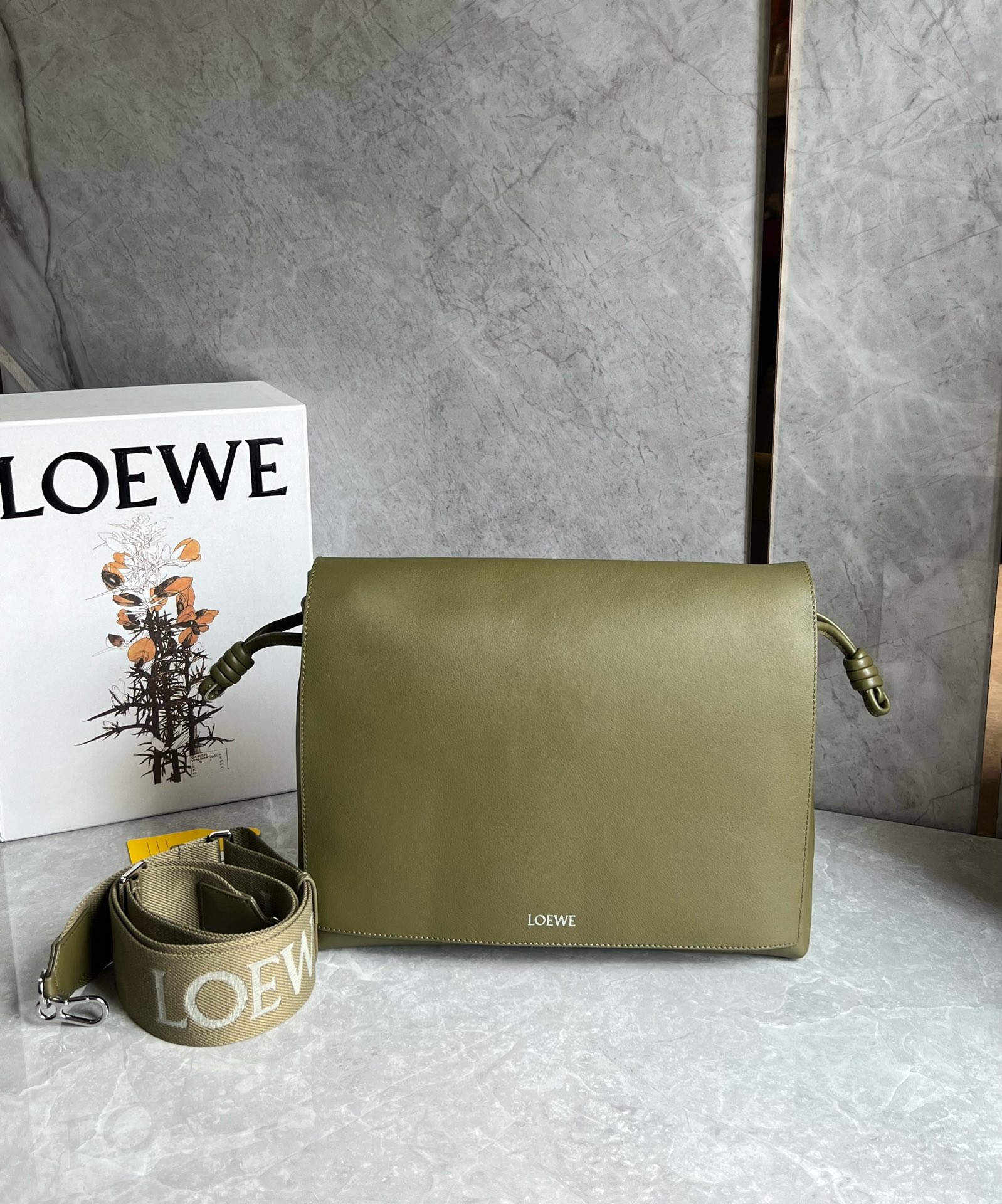 Loewe Flamenco Satchel in Shiny Supple Calfskin Green